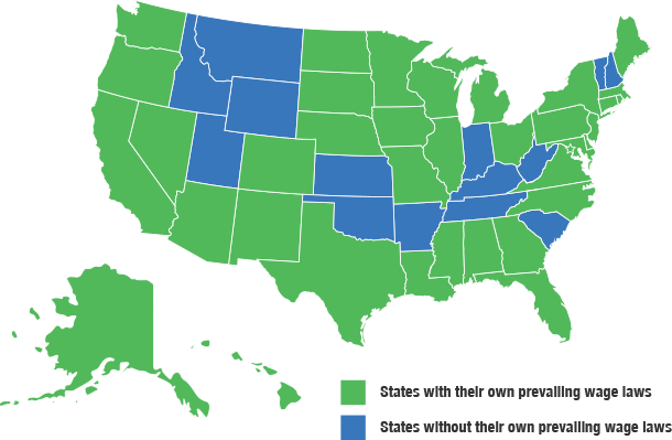 Get the details you need to create a certified payroll report for your business. A map of the United States showing which states have their own prevailing wage laws.