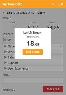 TSheets lunch break alert. TSheets can help employees track daily breaks, lunches, or PTO hours.