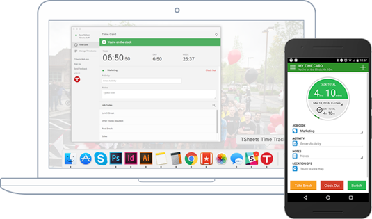 Use TSheets to track your time - you choose the device! Track employee time with up to seven different options - use an iPad, Android or iPhone, Chrome widget, Twitter, land line or more.