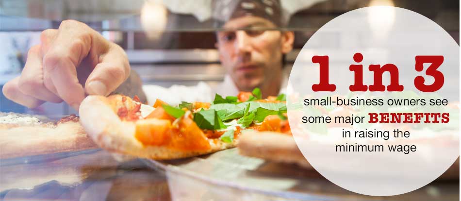 See how minimum wage really affects small-business owners. 44% of small-business owners see some major benefits in raising the minimum wage.