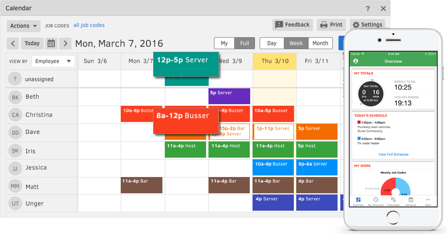 Schedule. Тайм трекинг. Time tracking UI. Employee Management software.