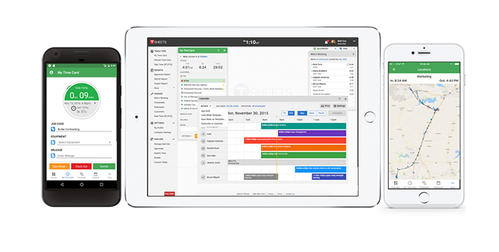 TSheets time and attendance system for invoicing, billing, and reporting. Screenshot of TSheets reporting functionality.
