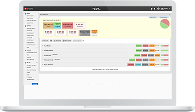 TSheets time and attendance system for invoicing, billing, and reporting. Screenshot of TSheets reporting functionality.