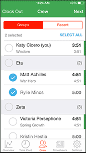 Spreadsheet-style time tracking for Mobile