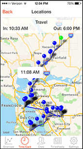GPS stamping when employees clock in and out
